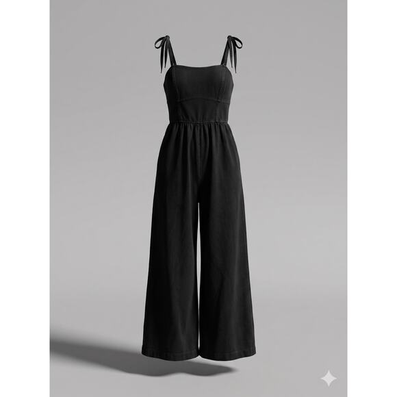 Old Navy Pants - Old Navy Womens M Minimalist Staple Y2K Whimsigoth Smocked Wide Leg Jumpsuit